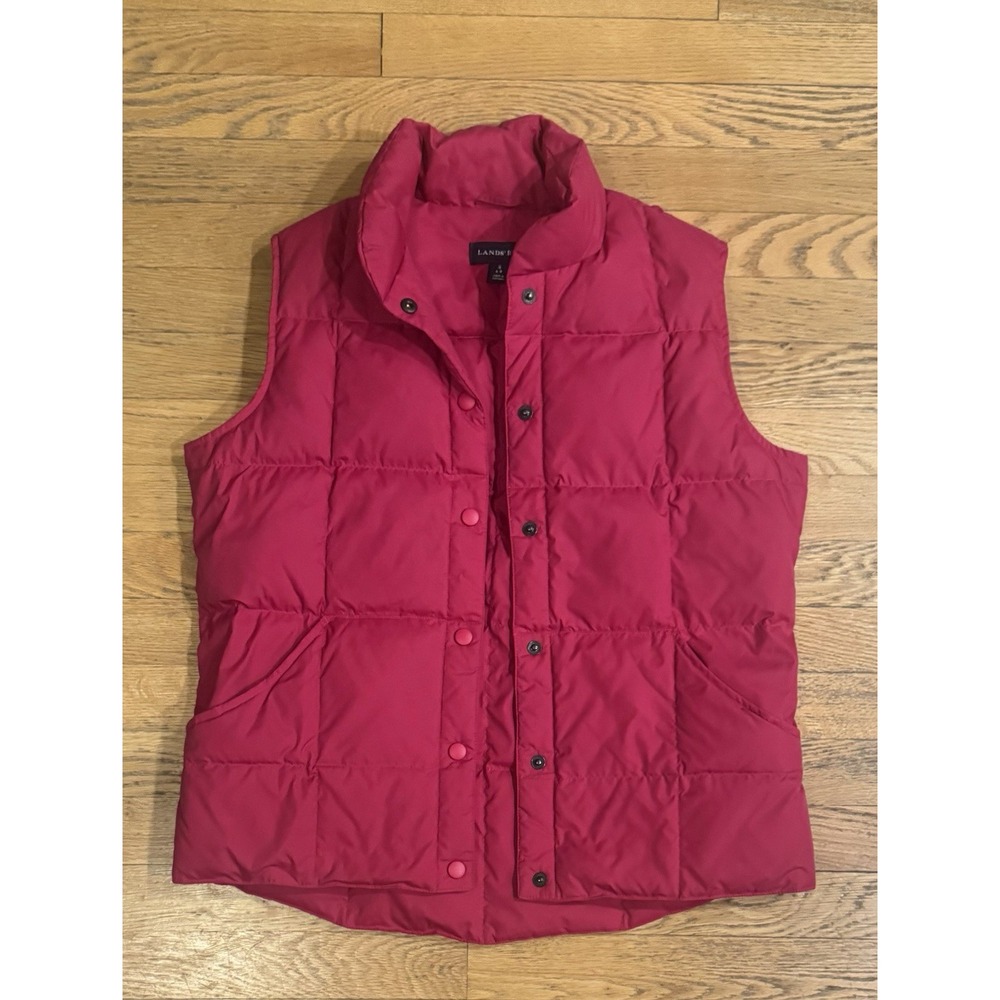 Lands' End women's Small Quilted Nylon Puffer Vest Insulated Pockets Snap
